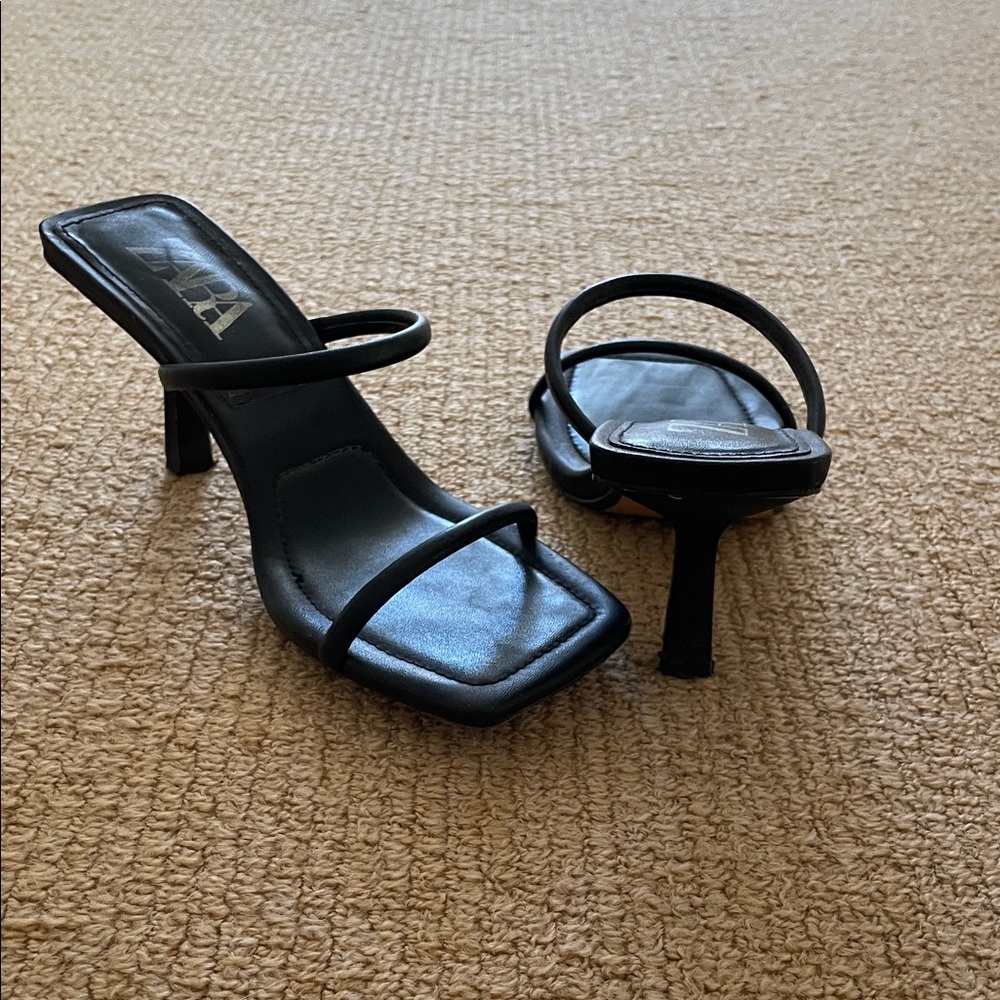 Zara Elegant Black Sandals for Women